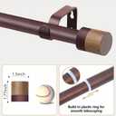 Bronze Curtain Rods for Windows 72 to 144 Inches (6- 12 ft),1 inch Adjustable Window Curtain Rods with Imitation Wood Grain Finials, Heavy Duty Decorative Drapery Rod for Bedroom, Kitchen, and Patio