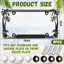 MorningRo 2 Pcs Palm Tree License Plate Frame Plastic Beach Coconut Tree Design Frame Compatible with Standard License Plate for USA 2 Holes with Screws for Women Men(Black)