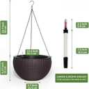 Dexceder 13.5 Inch Large Self Watering Hanging Planters Indoor Outdoor, Thickened Hanging Basket Flower Plant Pot with Water Level Indicator (Brown)