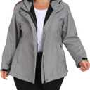 wantdo Women's Plus Size Softshell Jackets Hooded Warm Fleece Lined Windbreaker (4X, Grey)
