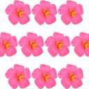 PRETYZOOM 10Pcs Artificial Hibiscus Flowers Only- 3.9'' Hawaiian Tropical Silk Flowers for Luau Party Decorations - DIY Hair Accessories, Beach Wedding Table Decor, Single Side (8X8CM)
