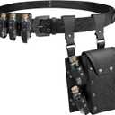 Medieval Alchemy Belt Waist Pack Combo with Multiple Potion Bottles, Viking Rivet Belt Side Pouch for Cosplay (Black)