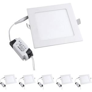 5 Pack 12W LED Panel Light, Square LED Recessed Downlight Panel Ceiling Lighting with LED Driver, AC85-265V, Hole Size 153MM (12W, Cool White)