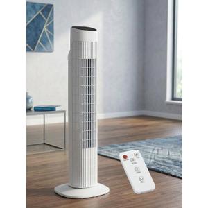 Uthfy Tower Fan for Bedroom, 120° Oscillating Standing Fan with Quiet Sleep Mode, 3 Speeds & 3 Modes, 7.5H Timer, Remote/Touch Control, Bladeless Floor Fans for Living Room, Office, White, 31"