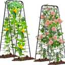 Heavy Duty Cucumber Trellis50"x17"Adjustable A-Frame Trellis for Climbing PlantsMetal mesh Design, Rust-Proof and UV-ResistantGarden Trellis for Cucumber Beans and Vine Type Plants.Black&2 Pcs