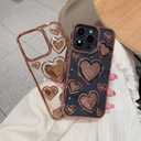Compatible with iPhone 14 Pro Max Case Clear Glitter 3D Love Hearts Cute Girly Design Slim Protective Transparent Cover for Women Girl Sparkly Bling Chrome Edge Soft TPU Electroplated Glossy Blue
