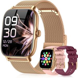 Smart Watches for Women Men (Make/Answer Calls), Steps Counter Fitness Watch for Android iPhone with 120+ Sports, IP68 Waterproof, Sleep Calorie Monitor, Pedometer (Gold)