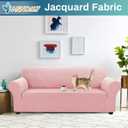 Asnomy Couch Covers for 3 Cushion Couch Stretch Sofa Covers Slipcovers, Pet Protector Furniture Covers for Dogs Cats Spandex Jacquard Fabric Small Checks Large, Pink