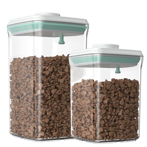 FAFAFLYER Dog-Cat POP Treat-Airtight jar-Container - 1.3 Qt/1.2 L and 2.2 Qt/2 L (2PC) | Stackable One-Touch Opening | For Snacks Candy Salt Herbs Spices | BPA-Free