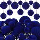 Hungdao 38 Pcs Velvet Christmas Ball Ornaments Sets Dark Blue Flocked Christmas Tree Decorations with 5 Styles in 3 Sizes Shatterproof Hanging Xmas Ball Tree Ornaments for Xmas Holiday Decor