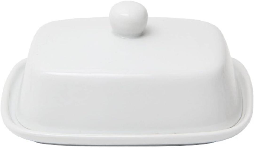 Butter Dishwith Lid for Countertop, Ceramics Butter Keeper Holder With Airtight Cover,Butter Container for Counter or Fridge, White Butter Holder