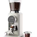 Conical Burr Coffee Grinder with 40mm Stainless Steel Burr, 34 Grind Settings Anti-static, Electric Espresso Grinder for Home Use  Perfect for Espresso, Drip Coffee, French Press & Cold Brew, White