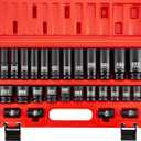 1/2" Spuare Drive 35 Piece Impact Socket Set,Metric Shallow (8-32mm) and Deep (10-32mm) Allen Sockets,Dual Size Markings,6 Point Radius Corner Design,CR-MO Alloy Steel for Auto Repair