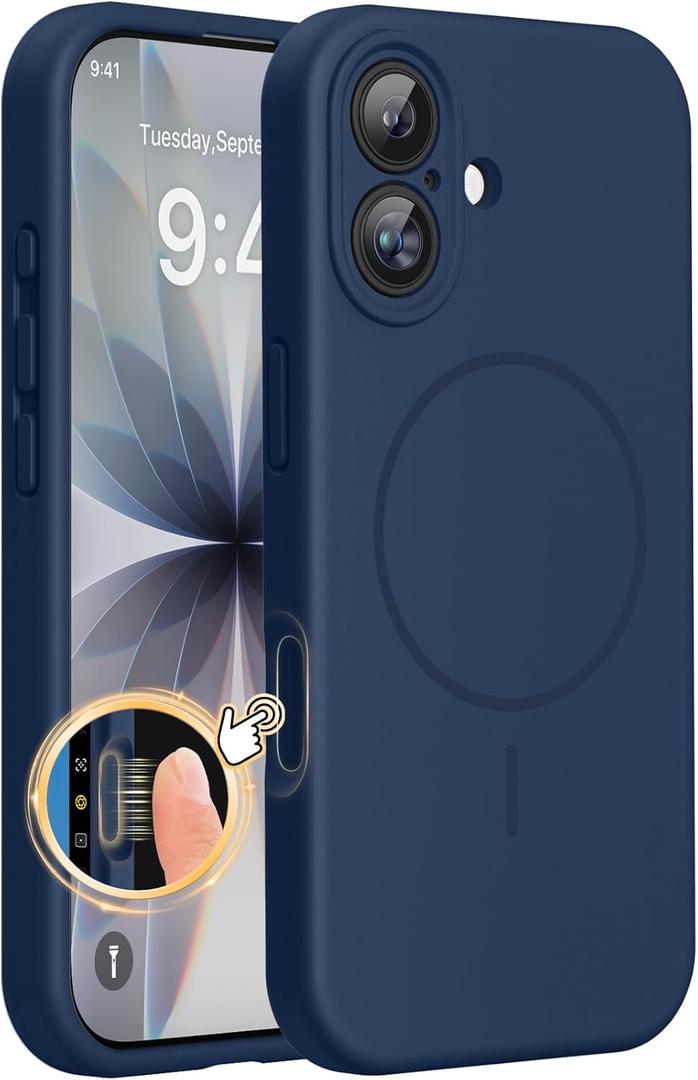 Miracase Magnetic for iPhone 17 Case, Compatible with MagSafe, Integrated Silicone Camera Control Cover, 3.0mm Thicken Shockproof Drop Protection Phone Case for 17, Dark Blue