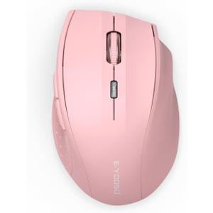 E-YOOSO Wireless Mouse for Laptop, Portable Optical Computer Mouse, 6 Buttons, Cordless 2.4GHz with USB Receiver, 5-Level 4800 DPI, 18 Months Battery Life, for PC, Chromebook, Windows, Mac(Pink)