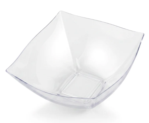 128 oz Clear Wave Square Bowls, 25 Packs