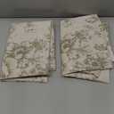 jinchan Linen Floral Tier Curtains 54 Inch Farmhouse Botanic Cafe Curtains Light Filtering Drapes for Small Windows Back Tab Half Window for Kitchen Living Room Bathroom 2 Panels Green (Floral Sage Green on Beige)