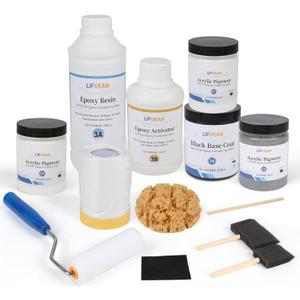 Epoxy Countertop Paint Refinishing Kit for Kitchen Bathroom Glossy Coating for Marble Granite Laminate Ceramic Tile, Cover 40 sq.ft, Granite White