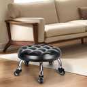 FLOLXNB Low Rolling Stool, Low Stool with Wheels, PU Leather Low Roller Seat Chair, Rolling Seat Stool for Home Office Garage Shop (Style 1)