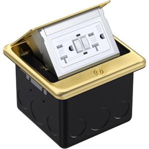 WEBANG Pop Up Floor Outlet Covers Box with 20 Amp Stainless Steel GFCI Tamper Resistant Rceptacle Outlet, ETL Listed, Gold