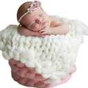 EUBUY Newborn Photography Props Blanket, 50 * 50cm Hand-Knitted Crochet Newborn Photography Props Blanket Basket Filler Newborn Baby Photography Props for Boys Girls