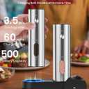 Electric Salt and Pepper Grinder Set with Rechargeable Base - Upgraded Large Capacity, Refillable Pepper Mill Set with LED Light & Adjustable Coarseness, Ideal for Kitchen, Outdoor, BBQ & Gift Giving