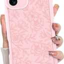 MZELQ for iPhone 16 Case, Silicone Floral Flower Cute Pattern, Camera Protection Soft Slim Shockproof for Girls Women -Pink