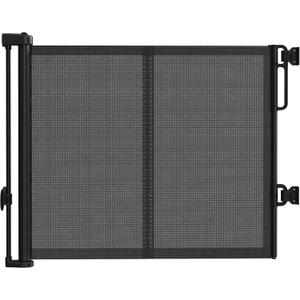 Upgraded 59'' Wide Retractable Baby Gates for Stairs with Reinforced Strip, Mesh Saftey Gate for Pets, Prevent Crawling Dog Gate for Doorways, No Drilling, Indoor & Outdoor Use, 34'' Tall, Black