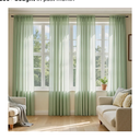 Sage Green Sheer Curtains 84 Inches Long, 4 Panels Set, Light Filtering Rod Pocket Voile Drapes Window Treatments, Semi Transparent Airy Fabric for Bedroom and Living Room, 42 x 84 Inches