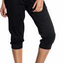 SPECIALMAGIC Women's Sweatpants Capri Pants Cropped Jogger Running Pants Lounge Loose Fit Drawstring Waist with Side Pockets (X-Large, Black)