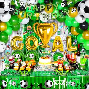 280 PCS Soccer Party Decorations, Soccer Themed Birthday Party Supplies Includes Soccer Balloons, Curtains, Happy Birthday Banner, Tablecloth, Plates, Napkins, Cake Toppers for Boys Sport Party 280 PCS Soccer Party Decorations, Soccer Themed Birthday Party Supplies Includes Soccer Balloons, Curtains, Happy Birthday Banner, Tablecloth, Plates, Napkins, Cake Toppers for Boys Sport Party