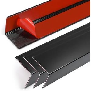 Jiekayi 4PCS 45" Black Metal Corner Protectors, Aluminum Self Adhesive Corner Guards, Metal Wall Edge Protector Strip, Furniture Corner Protectors, Wall Cabinet Baseboard Decoration 45" x 1"