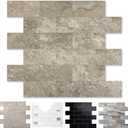 20-Pack Peel and Stick Tile Backsplash 12"X12" PVC Wall Tiles, Stick on Backsplash for Kitchen, Bathroom Tile, Fireplace Dcor, Laundry Table, Stair Decals in Brownish Stone