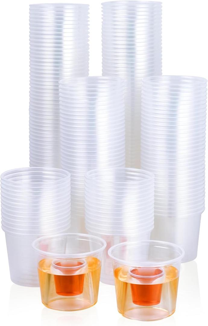 JOLLY CHEF 200 Disposable Bomber Cups Jager Bomb Shot Glasses plastic, Highly Durable and Reusable Shot Cups,Perfect for Wedding, Thanksgiving, Halloween, Christmas Party (Clear) JOLLY CHEF 200 Disposable Bomber Cups Jager Bomb Shot Glasses plastic, Highly Durable and Reusable Shot Cups,Perfect for Wedding, Thanksgiving, Halloween, Christmas Party (Clear)