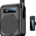 Bluetooth Voice Amplifier with Wireless Magnetic Lapel Microphone, Teacher Microphone for Classroom, Portable Voice Amplifier for Elderly, Speech, Yoga (Black)