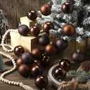 Lunmon 24 Pcs Brown Christmas Ball Ornaments 2.4 Inch Glitter Matte Shiny Chocolate Xmas Baubles Rustic Neutral Farmhouse Xmas Tree Hanging Decorations Modern Christmas Home Decor for Tree Holiday