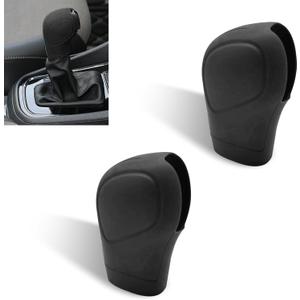 Tesnaao 2 PCS Car Shift Knob Cover, Silicone Gear Lever Cover, Anti-Slip Protective Cover, Shifting Head Cover Replacements, Automotive Decor Kit, Universal for Most Cars, Trucks, SUVs (Black)