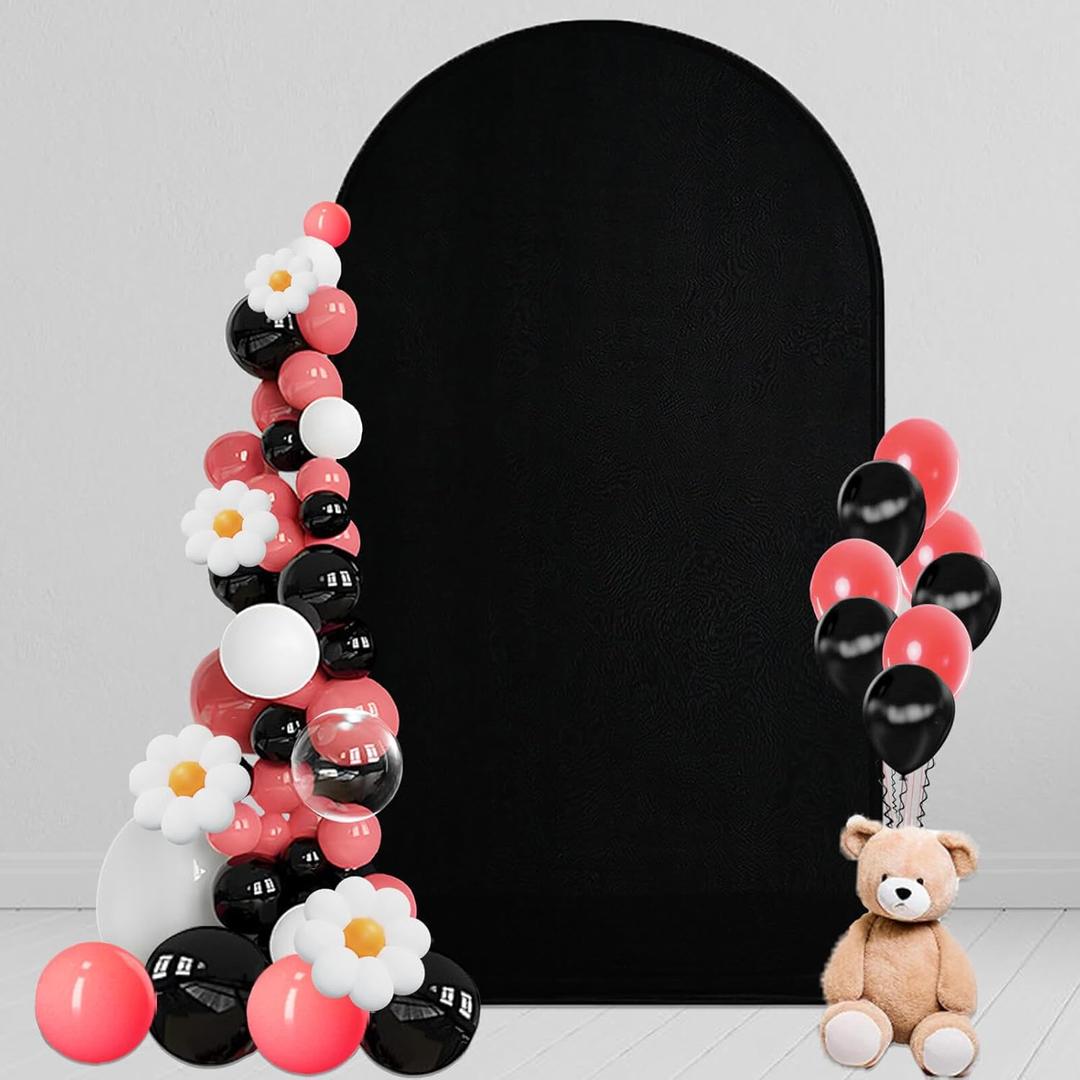 8 FT Arch Backdrop Cover, Wedding Arch Covers Stretchy Backdrop, Black Spandex Arch Cover Birthday Chiara Arch Backdrop Stand Cover for Baby Shower Party Ceremony Decorations
