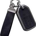 YO&YOYE Compatible with Honda Key Fob Cover with Keychain Leather Key Case Protector for Honda Accord Civic CRV Pilot HRV Odyssey Ridgeline Passport (Black)