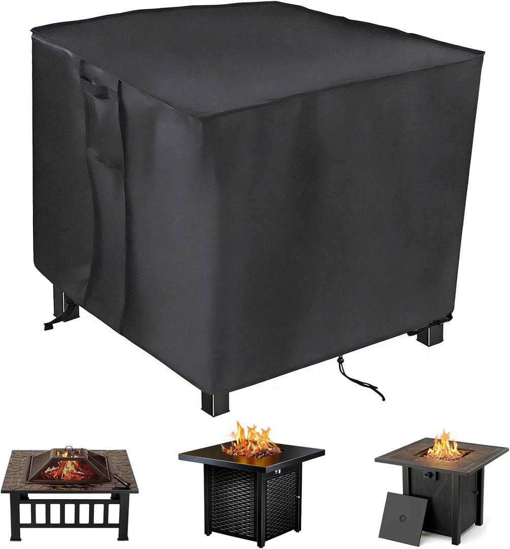 Saking Fire Pit Cover,32 inch Square Firepit Covers, Gas Fireplace Fire Pit Table Cover for Propane Fire Pit - 32 x 32 x 17 inch