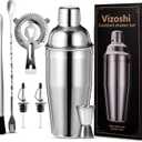 Cocktail Shaker Set Bartender Kit,Professional Bar Set, Martini Shaker, Jigger, Strainer, Mixer Spoon, Muddler, Liquor Pourers Ideal Bar Accessories for Home, Gift for Christmas, Birthday, Beginners