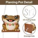 GUGUGO Swing Frog Planters, Cute Hanging Pot for Indoor Plants, Small Plant Pots with Drainage Hole, Unique Decorative Succulent Planters for Home Decor, Funky Funny Wall Decor Gardening Gift, Brown
