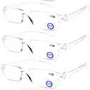 AQWANO 5 Pack Rimless Reading Glasses Women Men Blue Light Block, Lightweight Clear Frames Computer Readers Anti Glare