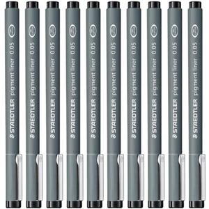 Staedtler 0.05 mm Pigment Liner Fineliner Sketching Drawing Drafting Pens Pack of 10
