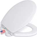 Centoco Round Toilet Seat, Slow Close, Wood Core/Plastic Finish, USA, Crane