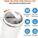 40 oz Tumbler Flip Straw Lid for Stanley Cup Accessories, 2 Pack Leak Proof Stanley Lid Replacement 40 oz for Stanley Quencher