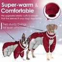 AOFITEE Fullbody Dog Coat Warm Fleece Dog Jacket, Windproof Dogs Winter Coat with Harness Built in, Reflective Turtleneck Dogs Snowsuit Puffer Jacket, Four Legged Pet Snow Suit, Christmas Red M (Burgundy)