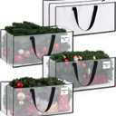 5 Pack Christmas Decorations Storage Bag Set Clear Plastic Waterproof Storage Container Bag Tote with Handles Dual Zippers for Christmas Disassembled Artificial Trees, Lights, Wreath, Balls