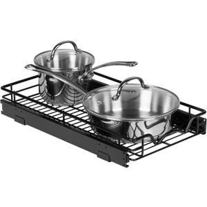 HOLDN STORAGE Pull Out Cabinet Organizer, Heavy Duty Caddy 11W x 21D - Requires At Least 12-1/4 C60abinet Opening, Steel Metal Cabinet Drawers Slide Out, Black