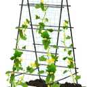 Garden Trellis for Climbing Plants, 71" H x 32" W Metal A-Frame Cucumber Trellis Outdoor Fruits Watermelon Plants Vegetable Tomato Squash Peas Beans, with Netting, Black